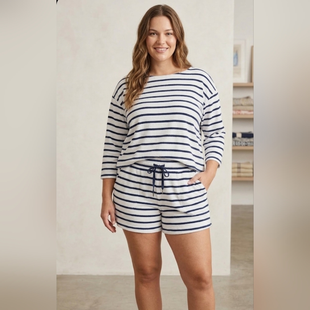 Roller Rabbit Nautical Striped Terry Cloth Lounge Set Size L
